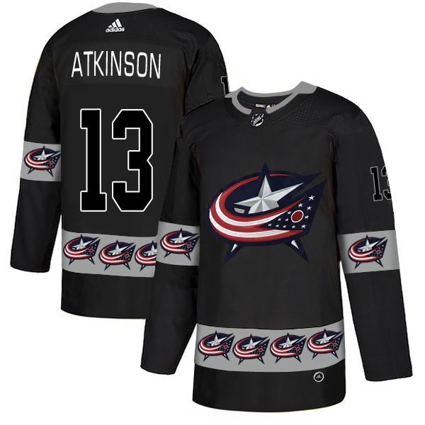 Men Columbus Blue Jackets #13 Atkinson Black Adidas Fashion NHL Jersey